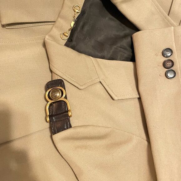 GUCCI Military Inspired Beige Canvas Jacket with Horse-bit Motif Accents - Picture 8 of 14